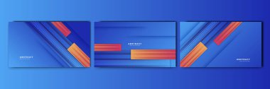 Set of abstract blue background with pink orange yellow trendy neon gradient. Design for banner, poster, wallpaper, template, and social media template