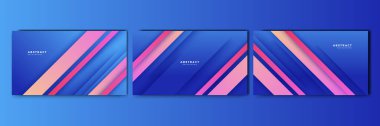 Set of abstract blue background with pink orange yellow trendy neon gradient. Design for banner, poster, wallpaper, template, and social media template