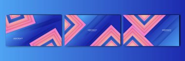 Set of abstract blue background with pink orange yellow trendy neon gradient. Design for banner, poster, wallpaper, template, and social media template