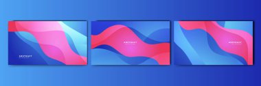Set of abstract blue background with pink orange yellow trendy neon gradient. Design for banner, poster, wallpaper, template, and social media template