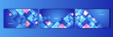 Set of abstract blue background with pink orange yellow trendy neon gradient. Design for banner, poster, wallpaper, template, and social media template