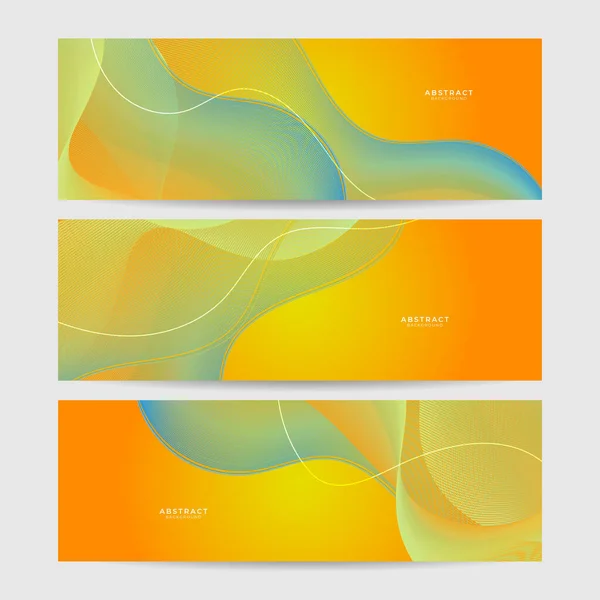 Set Abstract Wave Curve Lines Banner Background Design Vector Illustration — Vector de stock