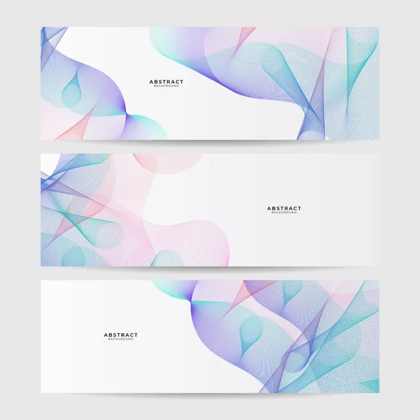 Set Abstract Wave Curve Lines Banner Background Design Vector Illustration — Image vectorielle