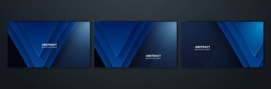 Set of modern realistic blue with shadow abstract design background