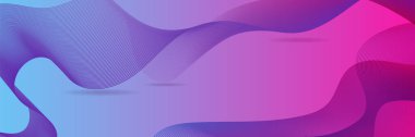 Abstract blue pink purple wave flowing banner background design. Vector illustration. Flowing particles wave, dynamic motion stream digital technology curve lines.