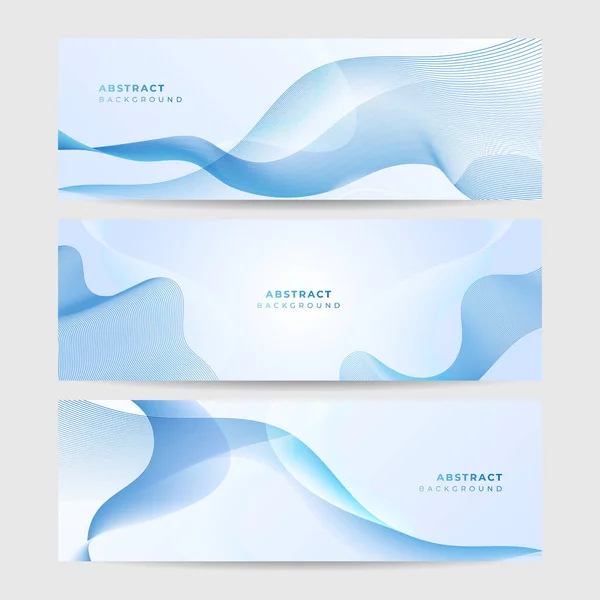 Set Abstract Blue Wave Flowing Banner Background Design Vector Illustration — Image vectorielle