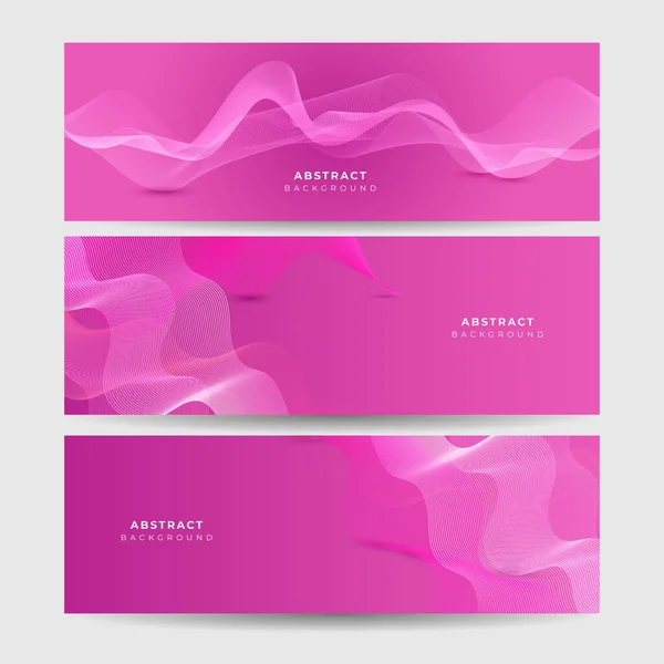 Set Abstract Pink Wave Flowing Banner Background Design Vector Illustration — Vector de stock