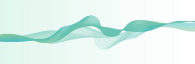 Abstract green wave flowing banner background design. Vector illustration. Flowing particles wave, dynamic motion stream digital technology curve lines.