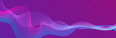 Abstract blue pink purple wave flowing banner background design. Vector illustration. Flowing particles wave, dynamic motion stream digital technology curve lines.