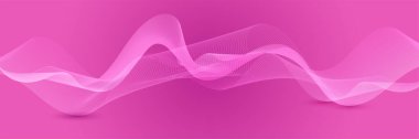 Abstract pink wave flowing banner background design. Vector illustration. Flowing particles wave, dynamic motion stream digital technology curve lines.