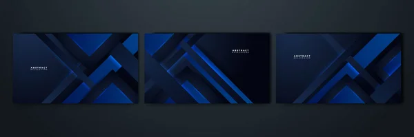 Set Dynamic Shape Blue Black Shadow Abstract Design Background — Stock vektor