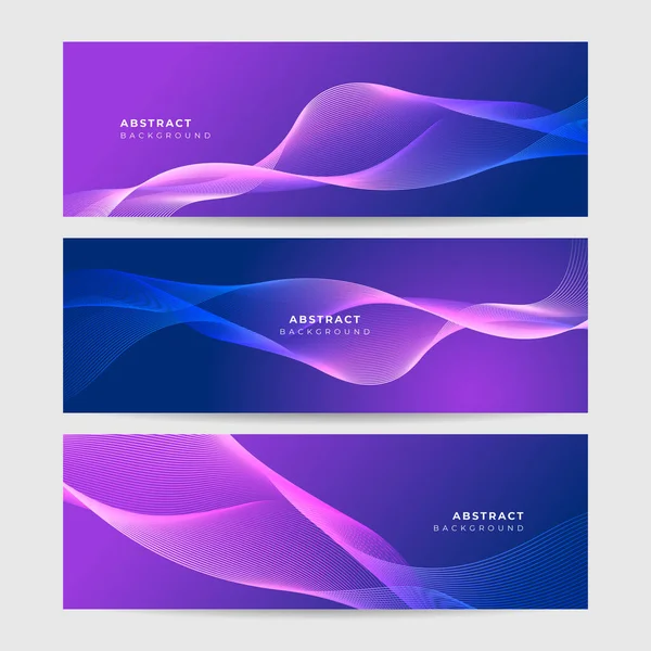 Set Abstract Wave Flowing Banner Background Design Vector Illustration Flowing — Stockový vektor