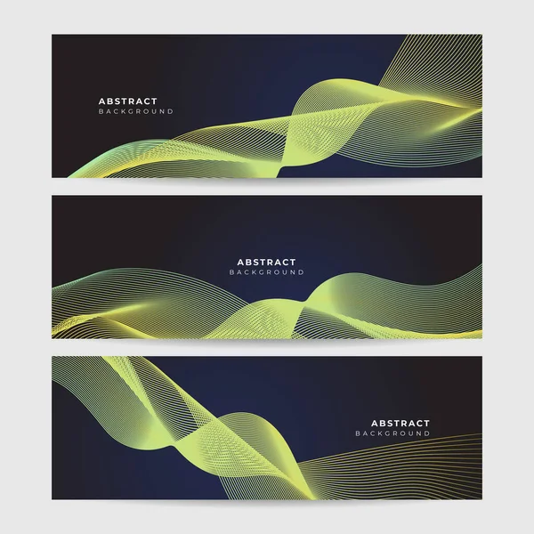 Set Abstract Wave Flowing Banner Background Design Vector Illustration Flowing — Vettoriale Stock
