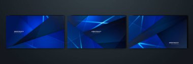 Set of abstract blue black background poster with dynamic. Technology network Vector illustration.