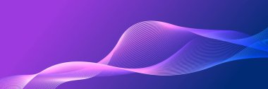 Abstract blue pink purple wave flowing banner background design. Vector illustration. Flowing particles wave, dynamic motion stream digital technology curve lines.