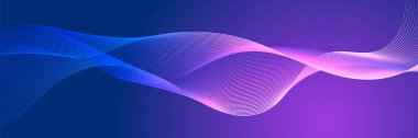 Abstract blue pink purple wave flowing banner background design. Vector illustration. Flowing particles wave, dynamic motion stream digital technology curve lines.