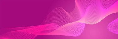 Abstract pink wave flowing banner background design. Vector illustration. Flowing particles wave, dynamic motion stream digital technology curve lines.