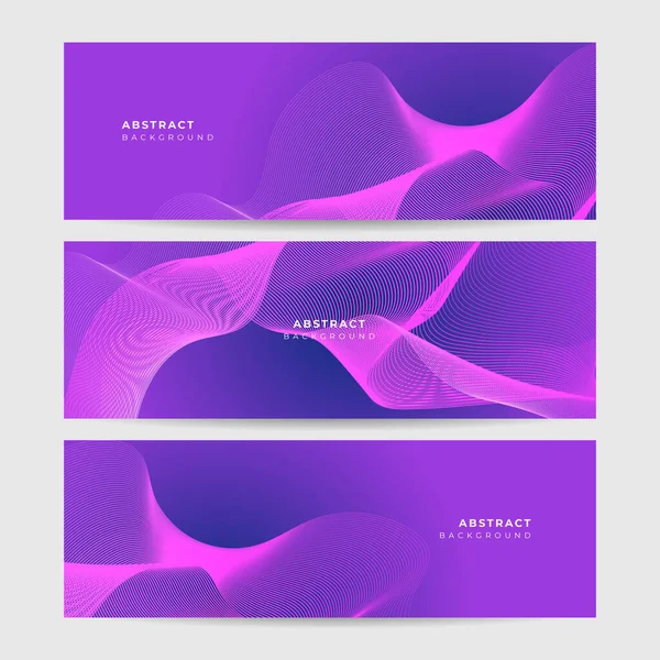 Set Abstract Wave Flowing Banner Background Design Vector Illustration Flowing — Stockvektor