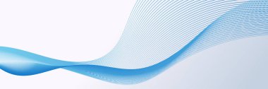Abstract blue wave flowing banner background design. Vector illustration. Flowing particles wave, dynamic motion stream digital technology curve lines.