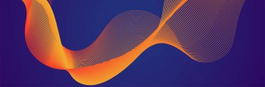Abstract orange blue wave flowing banner background design. Vector illustration. Flowing particles wave, dynamic motion stream digital technology curve lines.