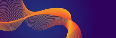 Abstract orange blue wave flowing banner background design. Vector illustration. Flowing particles wave, dynamic motion stream digital technology curve lines.