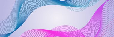 Abstract blue pink wave flowing banner background design. Vector illustration. Flowing particles wave, dynamic motion stream digital technology curve lines.