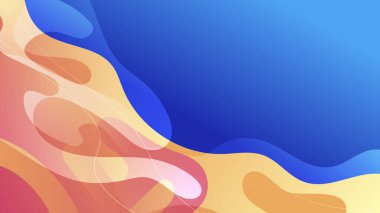 Abstract blue background with orange yellow neon gradient. Vector illustration