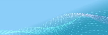 Abstract blue wave flowing banner background design. Vector illustration. Flowing particles wave, dynamic motion stream digital technology curve lines.