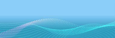 Abstract blue wave flowing banner background design. Vector illustration. Flowing particles wave, dynamic motion stream digital technology curve lines.