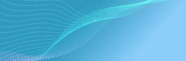 Abstract blue wave flowing banner background design. Vector illustration. Flowing particles wave, dynamic motion stream digital technology curve lines.