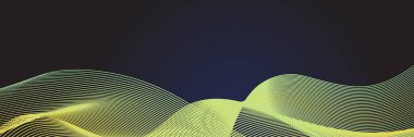 Abstract black yellow wave flowing banner background design. Vector illustration. Flowing particles wave, dynamic motion stream digital technology curve lines.