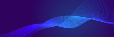 Abstract blue wave flowing banner background design. Vector illustration. Flowing particles wave, dynamic motion stream digital technology curve lines.