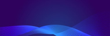 Abstract blue wave flowing banner background design. Vector illustration. Flowing particles wave, dynamic motion stream digital technology curve lines.