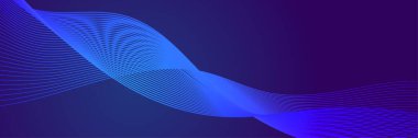 Abstract blue wave flowing banner background design. Vector illustration. Flowing particles wave, dynamic motion stream digital technology curve lines.