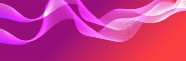 Abstract pink wave flowing banner background design. Vector illustration. Flowing particles wave, dynamic motion stream digital technology curve lines.