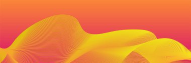 Abstract orange wave flowing banner background design. Vector illustration. Flowing particles wave, dynamic motion stream digital technology curve lines.