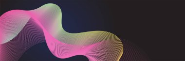 Abstract blue green pink wave flowing banner background design. Vector illustration. Flowing particles wave, dynamic motion stream digital technology curve lines.