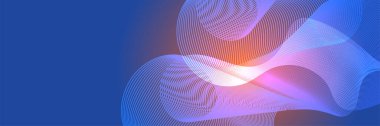 Abstract blue wave flowing banner background design. Vector illustration. Flowing particles wave, dynamic motion stream digital technology curve lines.