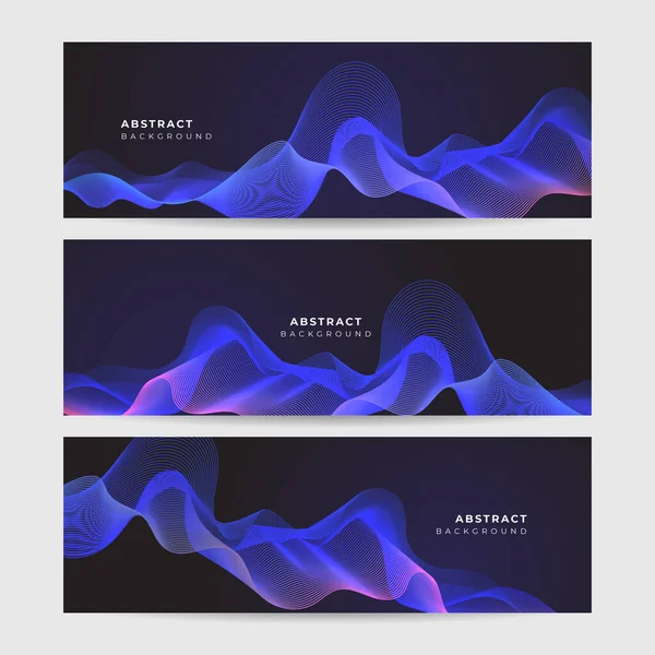 Set Abstract Blue Wave Curve Lines Banner Background Design Vector — Stok Vektör