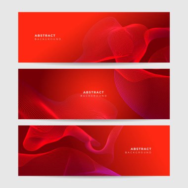 Set of abstract wave curve lines banner background design. Vector illustration. Modern template abstract design flowing particles wave, dynamic motion curve lines.