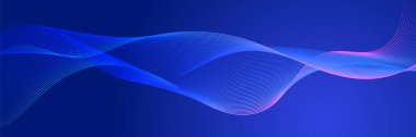 Abstract blue wave curve lines banner background design. Vector illustration. Modern template abstract design flowing particles wave, dynamic motion curve lines.