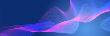 Abstract blue wave curve lines banner background design. Vector illustration. Modern template abstract design flowing particles wave, dynamic motion curve lines.