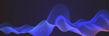 Abstract blue wave curve lines banner background design. Vector illustration. Modern template abstract design flowing particles wave, dynamic motion curve lines.