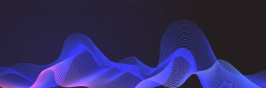Abstract blue wave curve lines banner background design. Vector illustration. Modern template abstract design flowing particles wave, dynamic motion curve lines.
