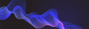 Abstract blue wave curve lines banner background design. Vector illustration. Modern template abstract design flowing particles wave, dynamic motion curve lines.