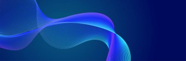 Abstract blue wave curve lines banner background design. Vector illustration. Modern template abstract design flowing particles wave, dynamic motion curve lines.