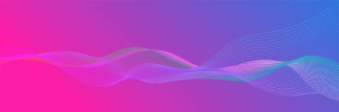 Abstract wave curve lines banner background design. Vector illustration. Modern template abstract design flowing particles wave, dynamic motion curve lines.