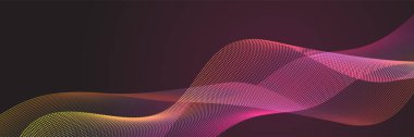 Abstract wave curve lines banner background design. Vector illustration. Modern template abstract design flowing particles wave, dynamic motion curve lines.