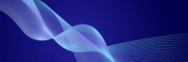 Abstract blue wave curve lines banner background design. Vector illustration. Modern template abstract design flowing particles wave, dynamic motion curve lines.