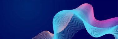 Abstract blue wave curve lines banner background design. Vector illustration. Modern template abstract design flowing particles wave, dynamic motion curve lines.